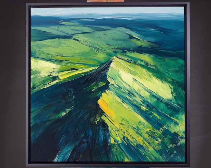Peak District Abstract Landscape Watercolour Painting Large Wall Art Prints, Lake Extra Large Painting, Wall Art