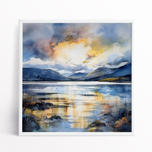 Lake District Watercolour Painting: Abstract Landscape Art Print