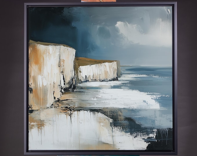 Birling Gap South Downs Landscape Painting - Print on Paper or Canvas  - Abstract Landscape Prints and Canvas  - Landscape Oil Painting