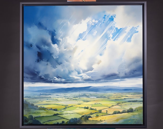 South Downs National Park Painting after a Storm Print - Abstract Landscape Watercolour - Print of the South Downs