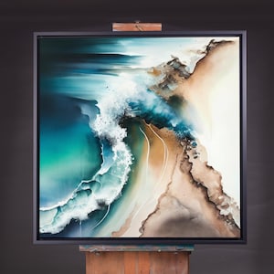 Abstract Seascape Watercolor Painting: Cornwall Beach Waves Art Print