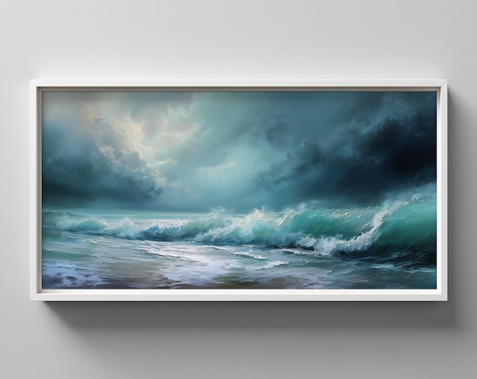 Ocean Wave Landscape Painting: Sea Beach Wave Painting
