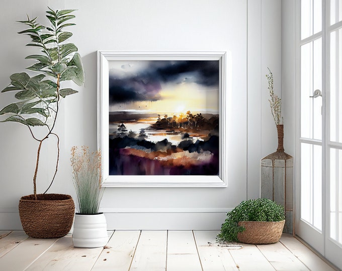 New Forest Landscape Watercolour Print: Abstract Nature Painting