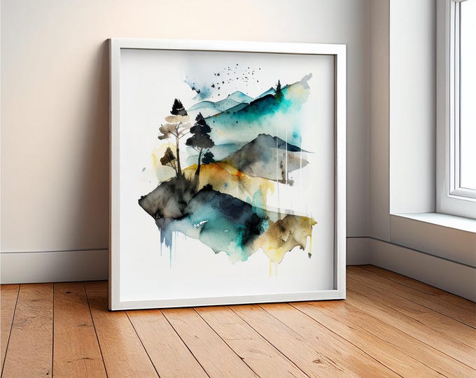 Scottish Highlands Print - Landscape Watercolour Painting of Scotland.