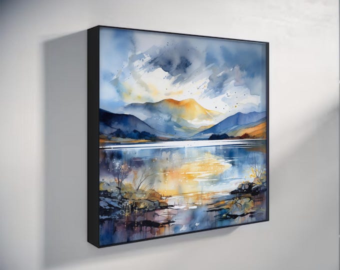 Ullswater Lake District Print - Watercolour Painting: Abstract Landscape Art Print