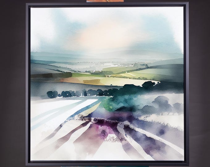 Southdowns on a Frosty Morning Abstract Landscape Print of the Southdowns