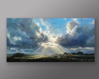 Sussex Countryside Impressionist Blue Sky Living Room Art | Home Decor