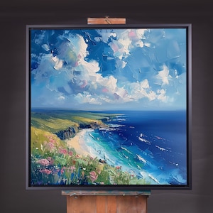 Donegal Coast Oil Painting Print: Abstract Irish Landscape Art