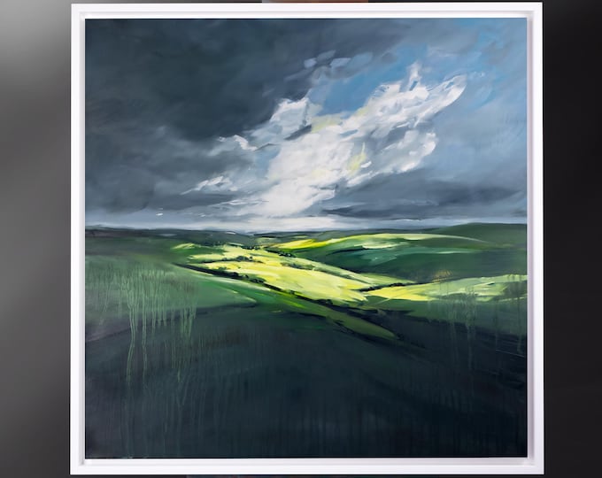 Southdowns Landscape Oil Painting: Signed Original Art (24x24)