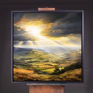 Landscape Watercolour Painting, Large Wall Art Prints, South Downs Countryside, Extra Large Painting