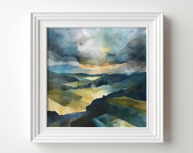 Peak District Abstract Painting Wall Art Abstract Landscape Watercolour Print of the Peak District