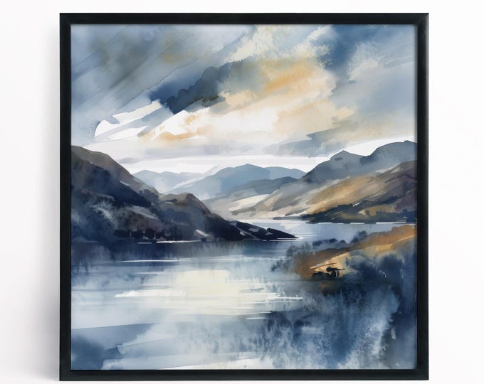 Ullswater  Lake District Abstract Landscape Painting  Ullswater Morning Whisper- Large Wall Art Prints, Lake Extra Large Painting, Wall Art