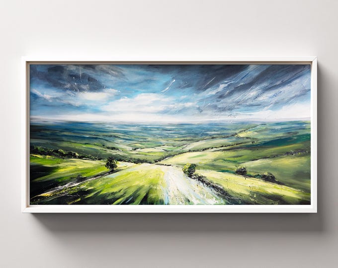 Southdowns Landscape Painting:  Abstract Print of the Southdowns in Sussex