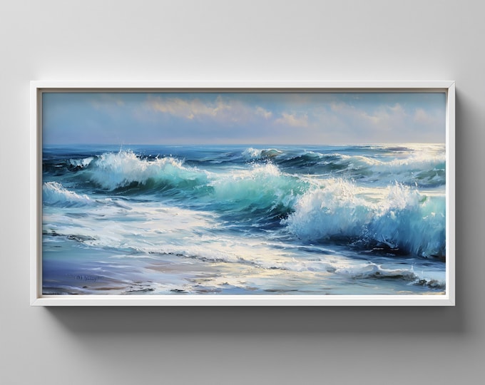 Ocean Wave Landscape Painting: Sea Wave Painting