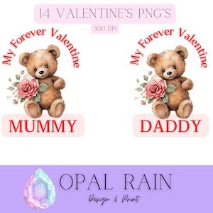 Ensemble de cliparts PNG ours en peluche pour la Saint-Valentin - Sublimation de la Saint-Valentin, créations manuelles, fabrication de cartes