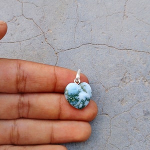 Silver Dendrite Opal Heart Pendant: Gemstone Necklace Charm