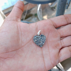 natural real stone pyrite gold druzy heart silver necklace for women pendant men locket gemstone jewellery handmade jewelry gifts her