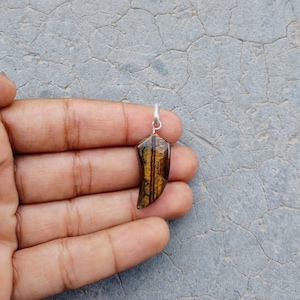 tiger eye fancy shape silver pendant necklace natural stone necklace for women , men , gift for her