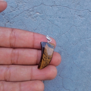 tiger eye fancy shape silver pendant necklace natural stone necklace for women , men , gift for her