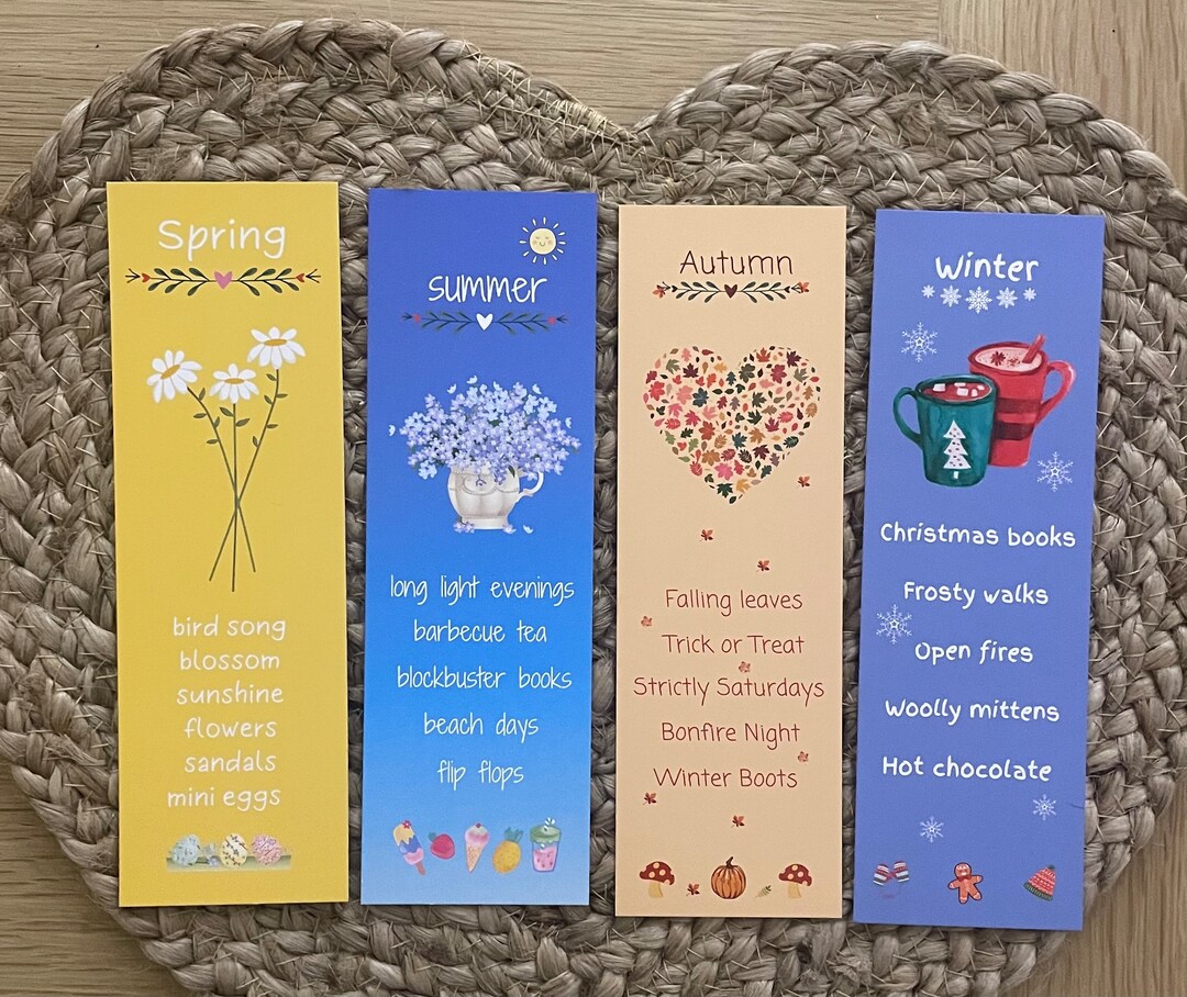 The Four Seasons Bookmark Set Seasonal Bookmarks Double-sided-bookmarks ...