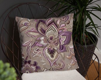 Bohemian Elegance Embroidery-Inspired Throw Pillows - Mauve, Sage Green, Dusty Rose