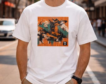 Men's Street Art Graphic Tee | Abstract Urban Design | Cotton Black White