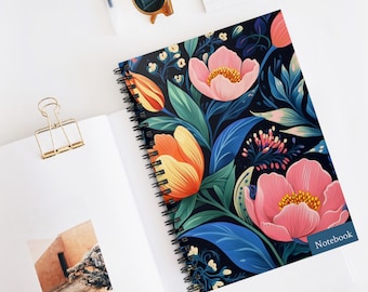 Elevate Your Note-Taking Experience with Our Colorful Floral Patterns Spiral Notebook!