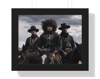 Trailblazing Cowboys Framed Poster - Vintage Black Cowboy Art Print - Wild West Decor - Available in 7 Sizes & 3 Frame Colors