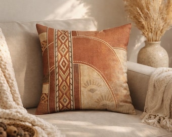 Southwestern Throw Pillow | Southwest Boho | Terracotta Rust Geometric Arch Motif
