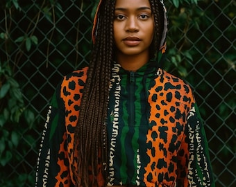 Women's Cropped Windbreaker | Animal Print Safari | Leopard Zebra Stripe
