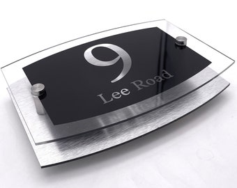 Curve Acrylic House Number Sign Personalised Door Plaque Sign