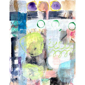 Collage di tecniche miste su carta – Hygge Wall Art – Arte contemporanea, opera d'arte originale firmata a mano, piccolo quadro astratto moderno