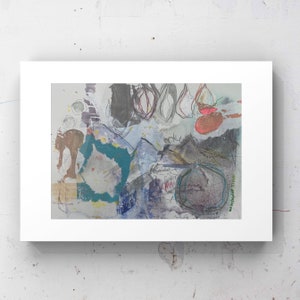 immagine tecnica mista ad acquerello firmata a mano, collage, immagine regalo, immagine astratta in piccolo formato, collage da parete per un compleanno