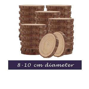 Rustic Wood Slice With Bark: Unfinished Wood Rounds, Wedding Table Decor (8-10 cm)