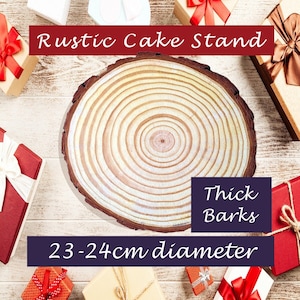 Rustic Wood Slice Cake Stand: Hardwood Centerpiece (23-24 cm)