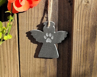 Pet Memorial Gift, Thoughtful Gift, Garden Memorial, Hand Carved Angel, Memorial Stone, Pets Paw Memorial, Pendant Memorial Stone, Angel Paw