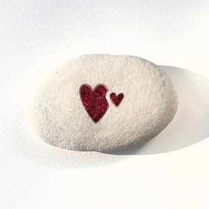 Engraved Two Hearts Pebble: Mother & Child Memorial Stone