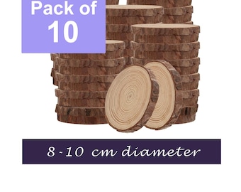 Rodajas de madera rústicas con corteza: decoración natural para mesa de boda (8-10 cm), paquete de 10