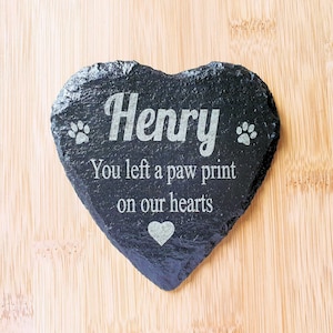 Personalized Pet Memorial Slate Heart: Engraved Cat/Dog Gravestone Plaque