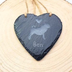 Personalized Pug Memorial Stone: Hand Carved Slate Pet Loss Gift