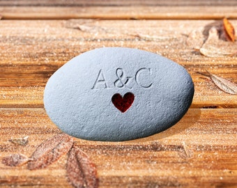 Hand Carved Love Pebble, Wedding Anniversary Present, New Home Gift, Valentine's Day, Thoughtful Gift, Hand Made Gift, Small Stone