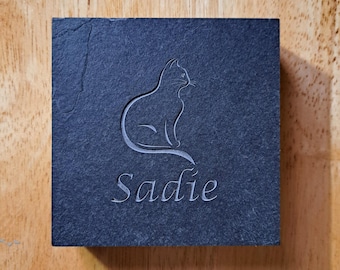 Personalized Cat Memorial Stone: Hand Carved Slate Pet Loss Gift