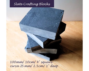 Slate Block, Crafters Carving Slate, Thick Slate Block, Freestanding Slate Cobble, Crafting Slate, 100mm/ 4inch Square, 25mm/ 1inch Deep