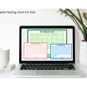 Gráfico colorido de ayuno para niños / Gráfico de Ramadán para seguir el ayuno / Progreso del ayuno de los niños / Gráficos divertidos para niños / 3 gráficos de ayuno