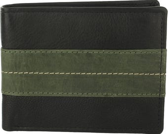 Cartera RFID de cuero original negra para hombre con 6 ranuras para tarjetas y 2 ranuras para tarjetas - Cartera RFID de cuero genuino con cierre seguro Cartera elegante y duradera