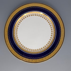 Antique Minton Plates, Cobalt Blue and Gold Encrusted 1872