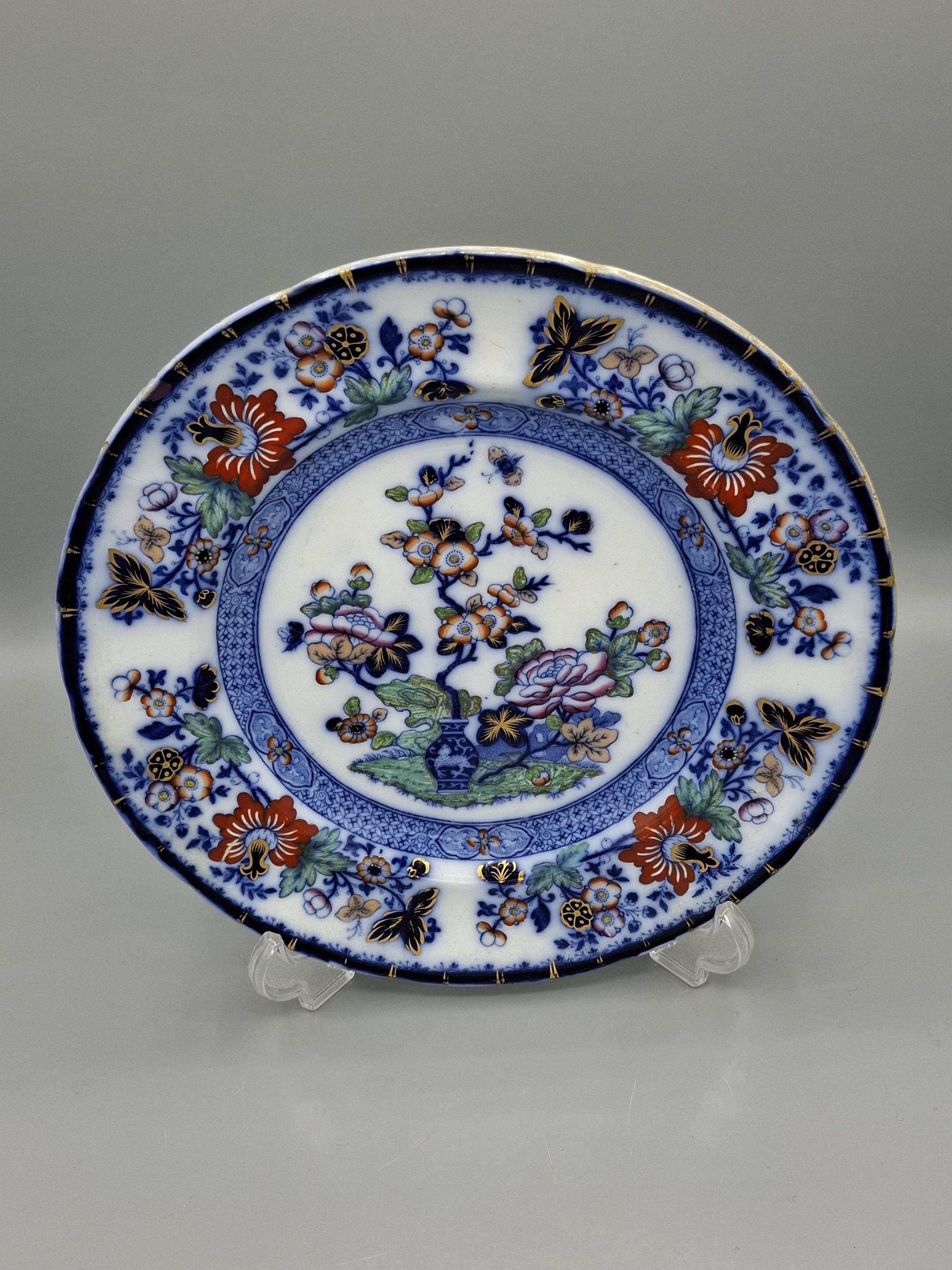 七宝焼　古七宝琺瑯彩　オコゼ　魚文盤　小皿　M　9988 Minton or Samuel Alcock Flow Bleu Oriental Design Plate - Etsy
