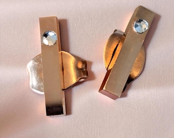 Minimalistische roestvrijstalen staafnageloorbel met strass aangepaste sierlijke hypoallergene kubusoorbel voor dagelijks gebruik sieraden cadeau-idee