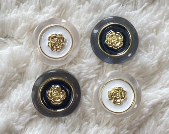 Boutons de couture ronds élégants de 18 mm pour femme, blanc noir, or rose, chemisier cardigan, accessoires vestimentaires, fournitures de couture et d'artisanat, bricolage