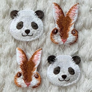 Broderi Djurhuvud Panda Brun Kanin Stryk-på-lappar Gör-det-själv Kläder Virkning Projekt Tillbehör Dekoration Sömnad och Barnpyssel Material